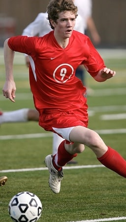 Playing soccer